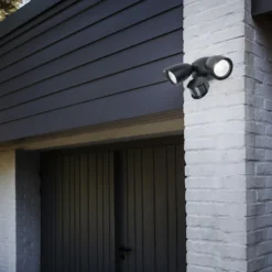 Lutec Shrimp Twin Head LED PIR Outdoor Wall Light - Black -Home Lighting Store 12819180 1644952882750379