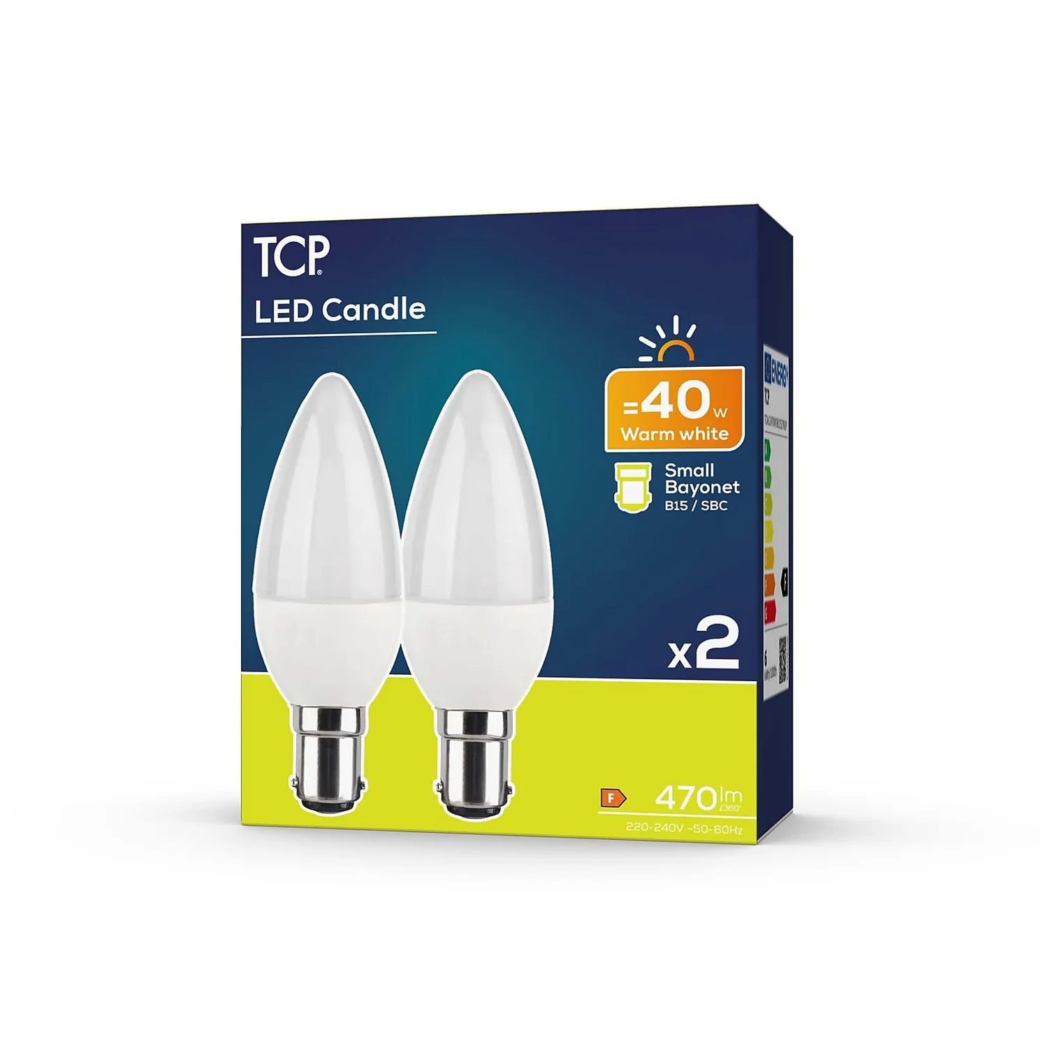 TCP LED Candle 60W B22 Coat Warm Light Bulb - 2 pack TCP LED Candle 60W B22 Coat Warm Light Bulb - 2 Pack -Home Lighting Store 12824434 2094963829780556