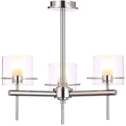 Gene Clear Cylinder 3 Light Flush - Chrome -Home Lighting Store 12832042 6294831960112379