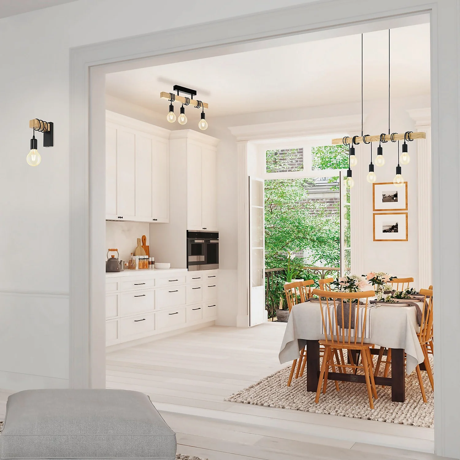 Eglo Townshend Flush Light - Black & Brown Eglo Townshend Flush Light - Black & Brown -Home Lighting Store 12836409 5744938953678031