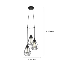Eglo Tarbes 3 Light Cluster Pendant Light - Black -Home Lighting Store 12836712 1784833169455192