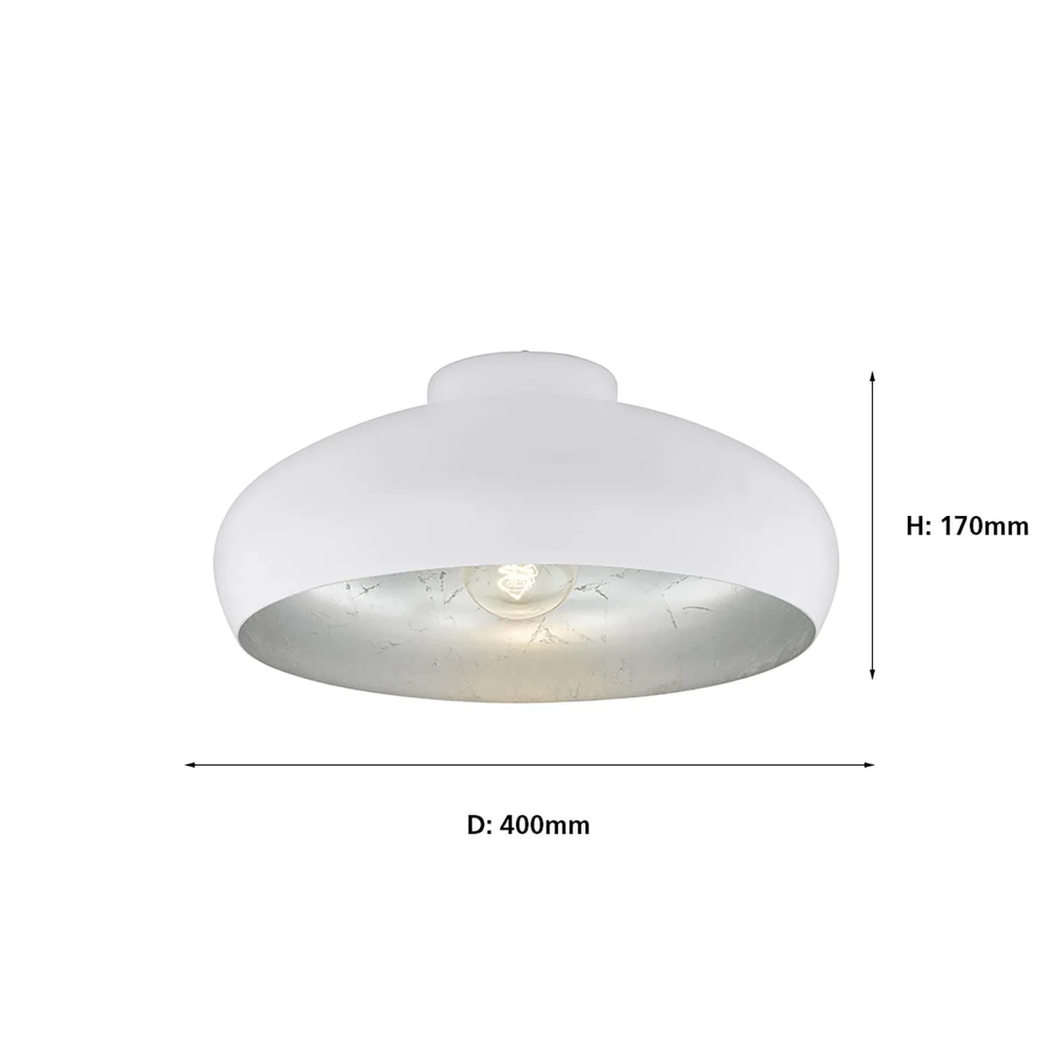 Eglo Mogano Flush Light - White & Silver Eglo Mogano Flush Light - White & Silver -Home Lighting Store 12836720 1464833236022660