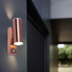 Lutec Rado Up & Down Outdoor Wall Light With PIR Motion Sensor - Copper -Home Lighting Store 12840519 1674952691589788