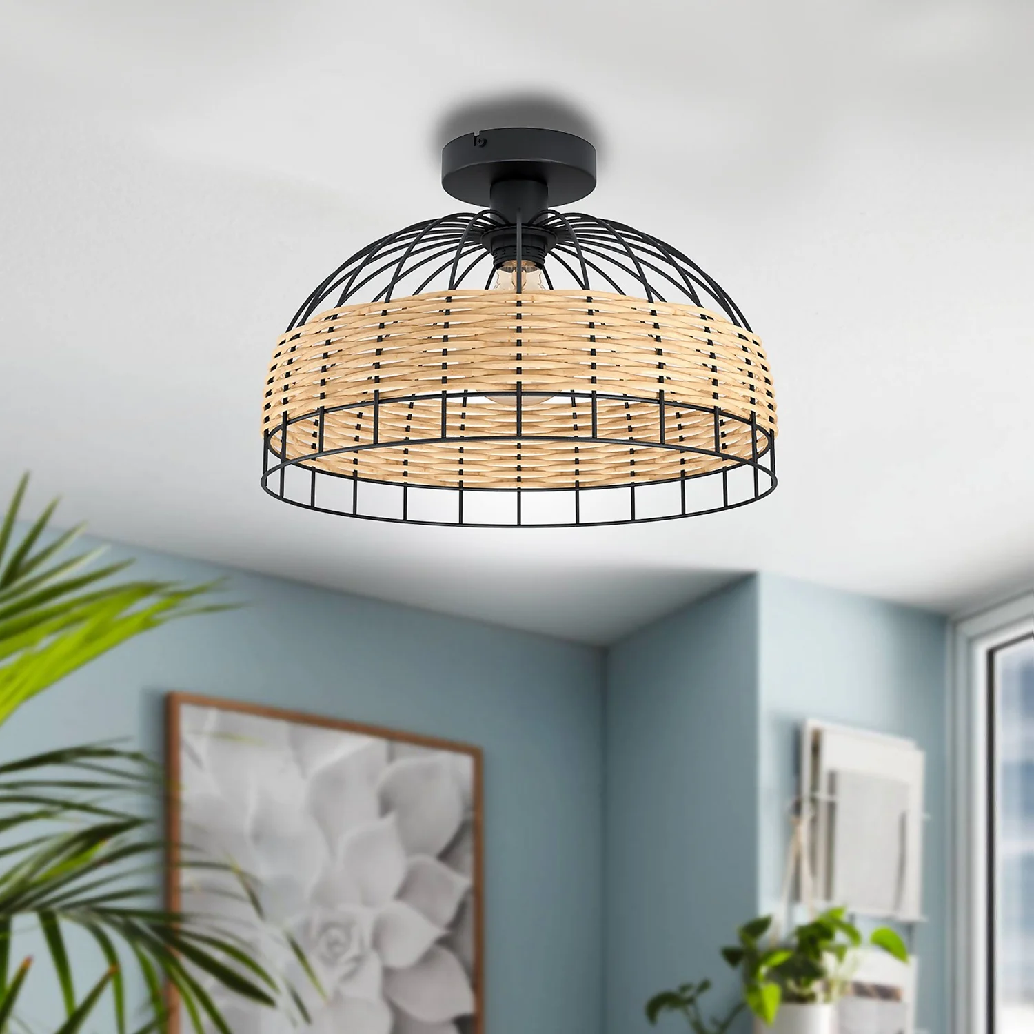 Eglo Anwick Black and Rattan Ceiling Light Eglo Anwick Black And Rattan Ceiling Light -Home Lighting Store 12879119 1544941006081759