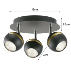 Austin 3 Lamp Spotlight Plate - Black & Gold -Home Lighting Store 12882230 1284843520225160