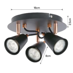 Emma 3 Lamp Spotlight Plate - Black & Copper -Home Lighting Store 12882237 1804843519405641