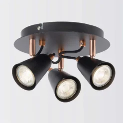 Emma 3 Lamp Spotlight Plate - Black & Copper -Home Lighting Store 12882237 3454843519363494