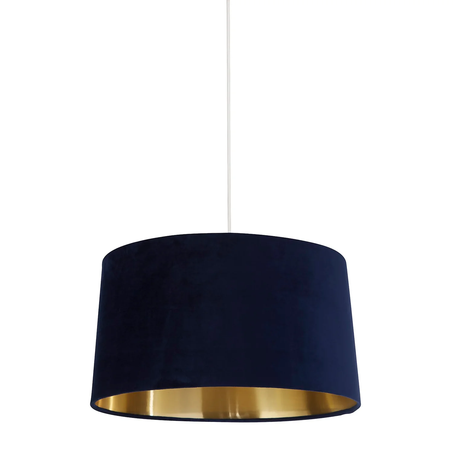 House Beautiful Samet Velvet Drum Shade - Navy - 45cm House Beautiful Samet Velvet Drum Shade - Navy - 45cm -Home Lighting Store 12882897 1434867934818461