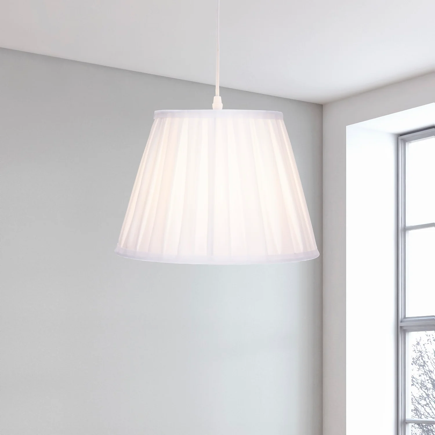 Raye White Pleated Taper Silk Shade - 30cm Raye White Pleated Taper Silk Shade - 30cm -Home Lighting Store 13139392 2034900556713473