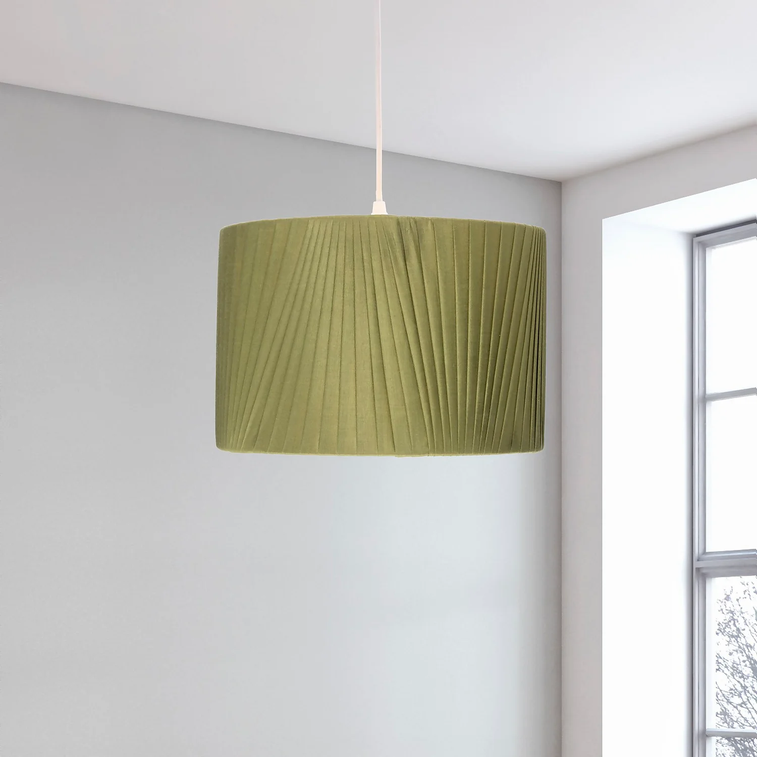 Raye Olive Drum Pleated Silk Shade - 30cm Raye Olive Drum Pleated Silk Shade - 30cm -Home Lighting Store 13139397 5644900555507407