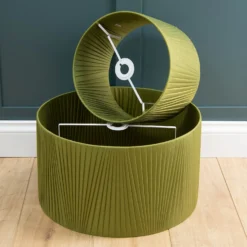 Raye Olive Drum Pleated Silk Shade - 30cm 7 Raye Olive Drum Pleated Silk Shade - 30cm -Home Lighting Store 13139397 7774944148135686