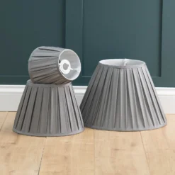 Raye Dove Pleated Taper Silk Shade - 30cm -Home Lighting Store 13139400 1014944148252362