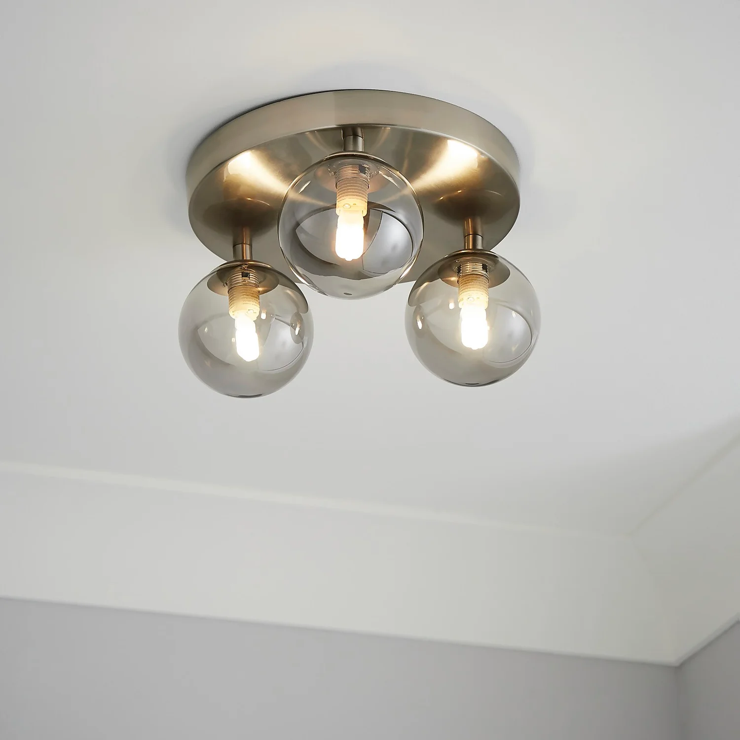 Orb 3 Light Flush Pendant - Nickel Smoke Orb 3 Light Flush Pendant - Nickel Smoke -Home Lighting Store 13208301 1784896913741920