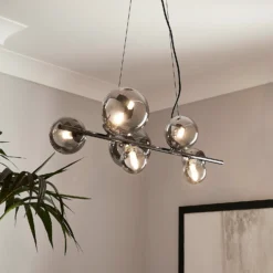 Orb II 7 Light Diner Pendant - Black Chrome Smoke