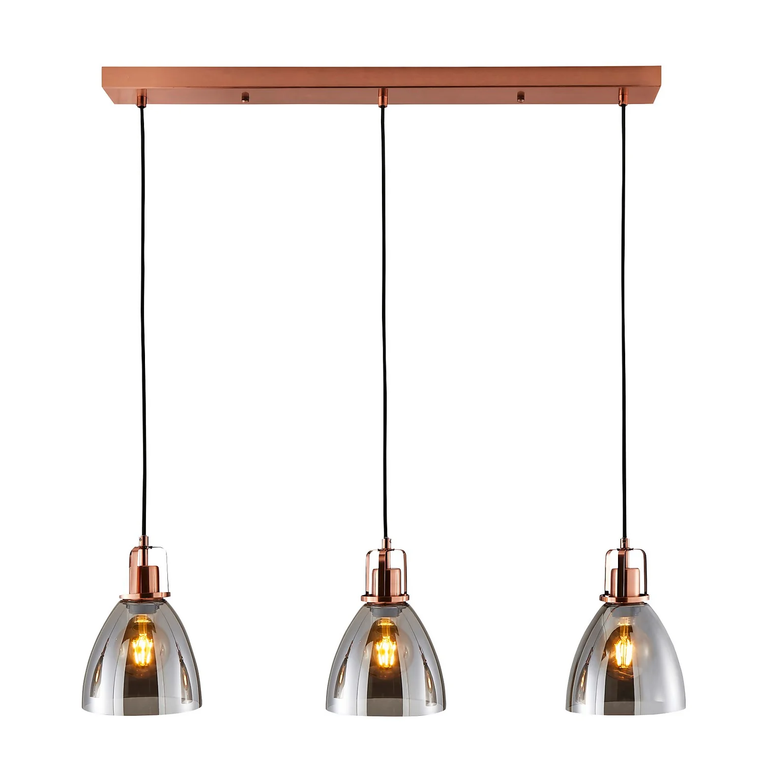Decan 3 Light Diner Pendant - Smoke & Copper Decan 3 Light Diner Pendant - Smoke & Copper -Home Lighting Store 13208313 1274896913125921