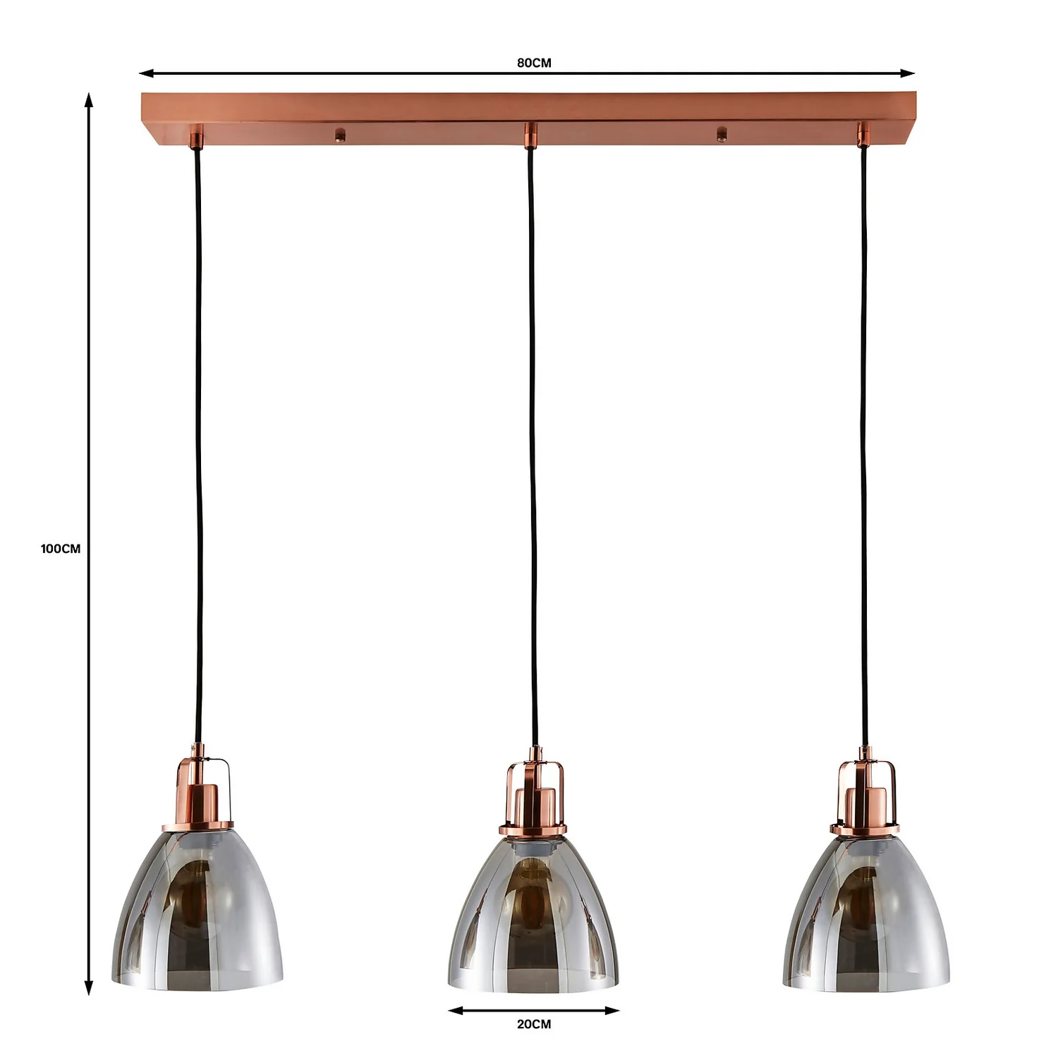 Decan 3 Light Diner Pendant - Smoke & Copper Decan 3 Light Diner Pendant - Smoke & Copper -Home Lighting Store 13208313 2074909895222745