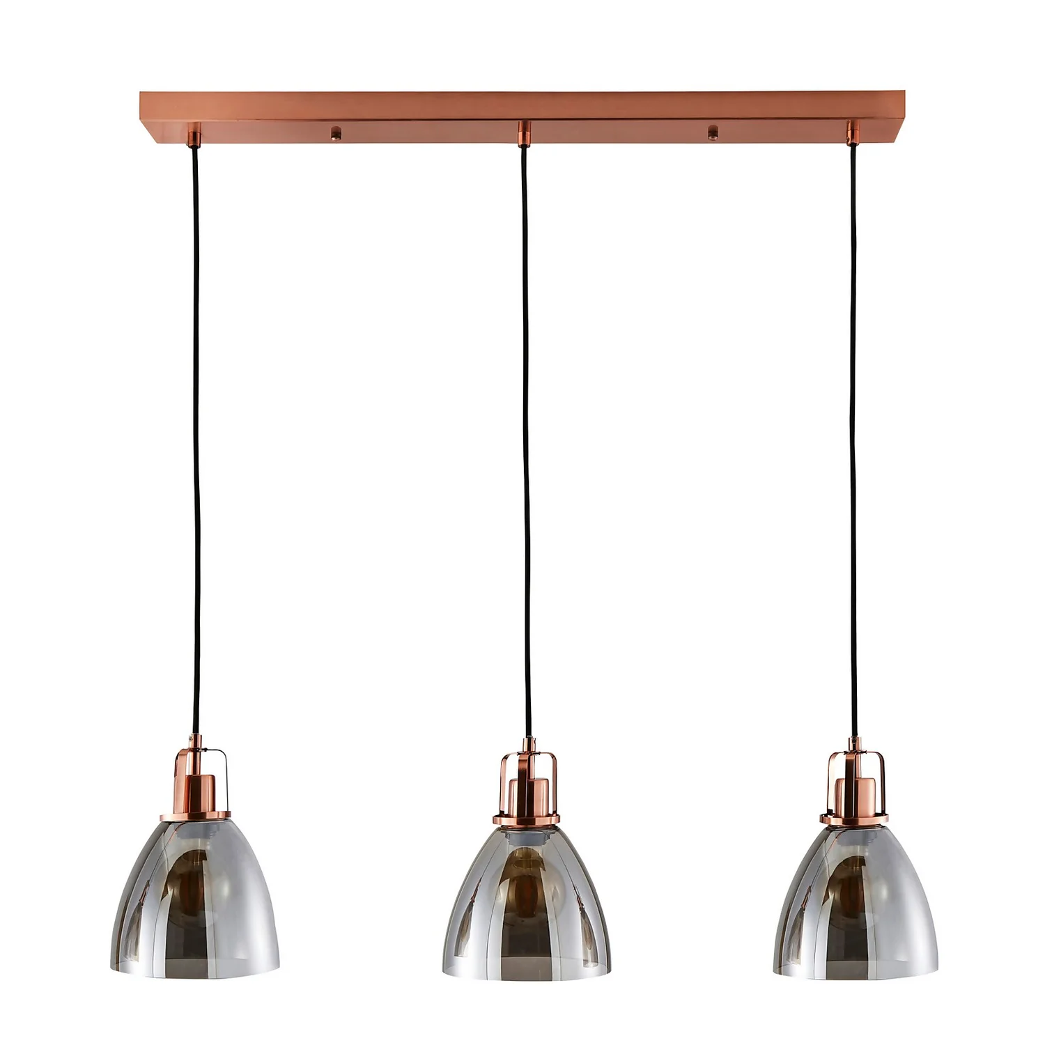 Decan 3 Light Diner Pendant - Smoke & Copper Decan 3 Light Diner Pendant - Smoke & Copper -Home Lighting Store 13208313 8374896913229703