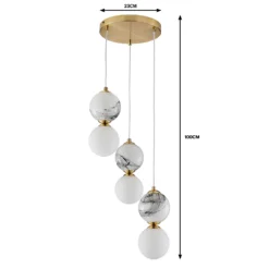 House Beautiful Delta 3 Light Marble Cluster - Brass & Opal -Home Lighting Store 13208321 7294927241796360