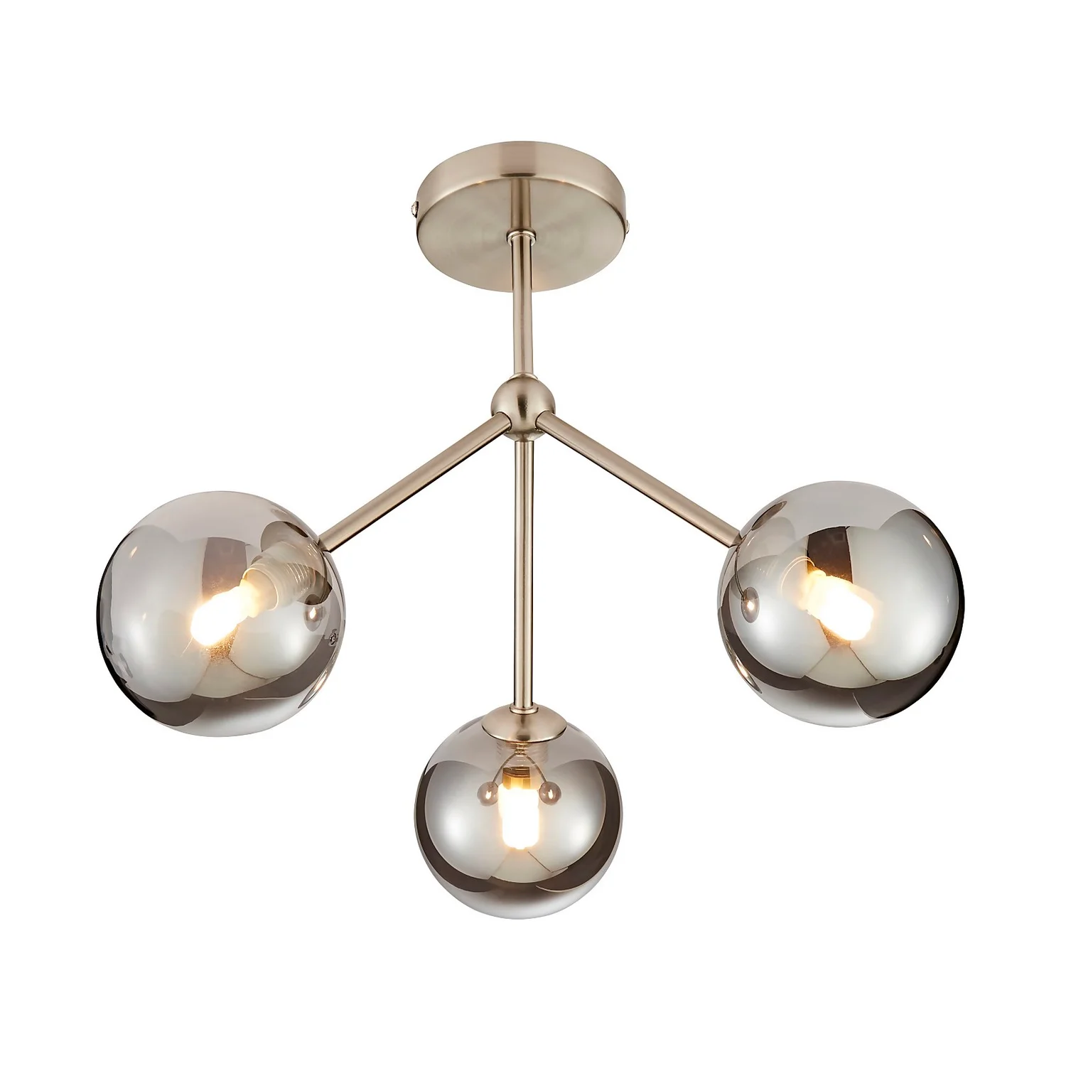 Orb 3 Light Semi Flush Pendant - Nickel Smoke Orb 3 Light Semi Flush Pendant - Nickel Smoke -Home Lighting Store 13208326 1894896913427625