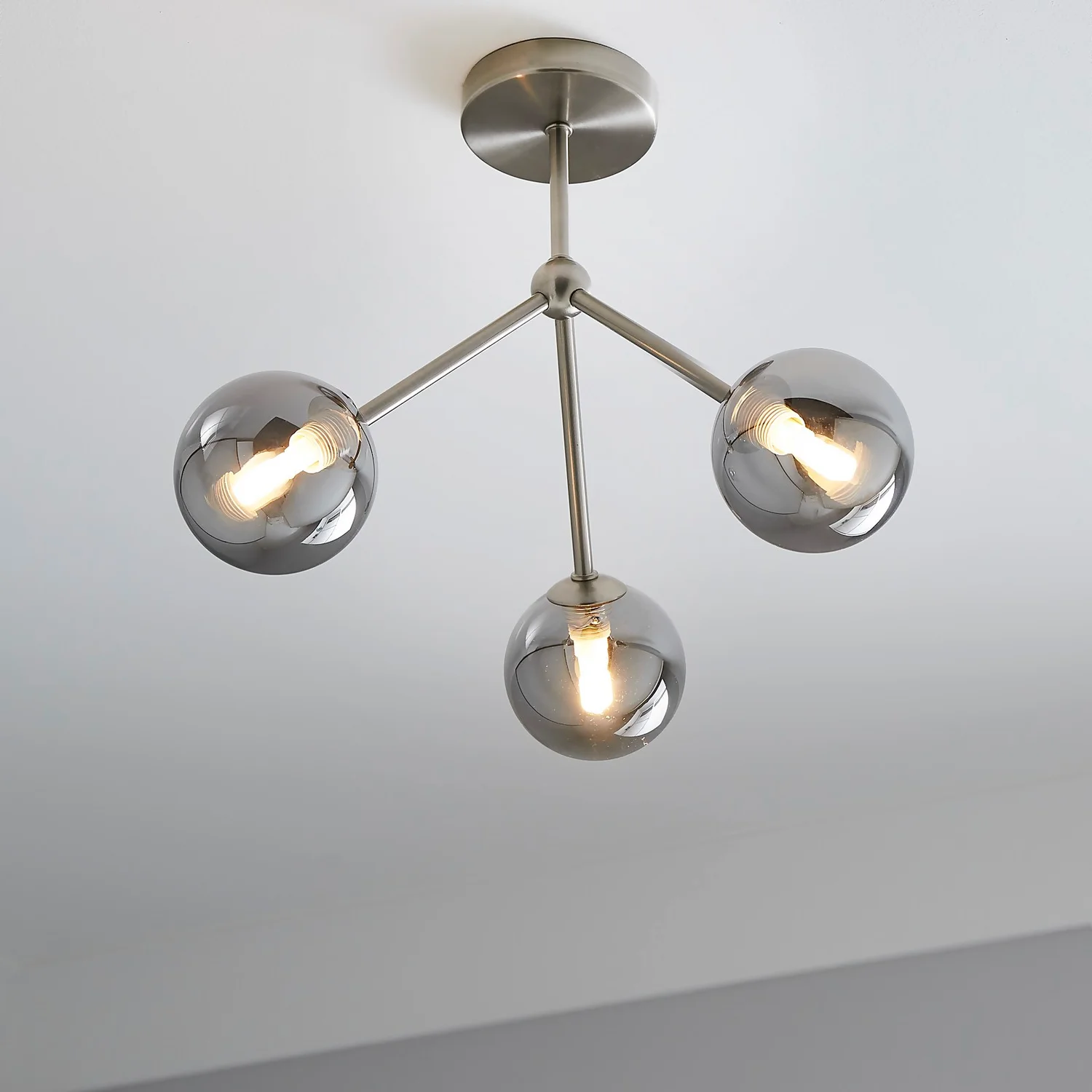 Orb 3 Light Semi Flush Pendant - Nickel Smoke Orb 3 Light Semi Flush Pendant - Nickel Smoke -Home Lighting Store 13208326 2354896913486224