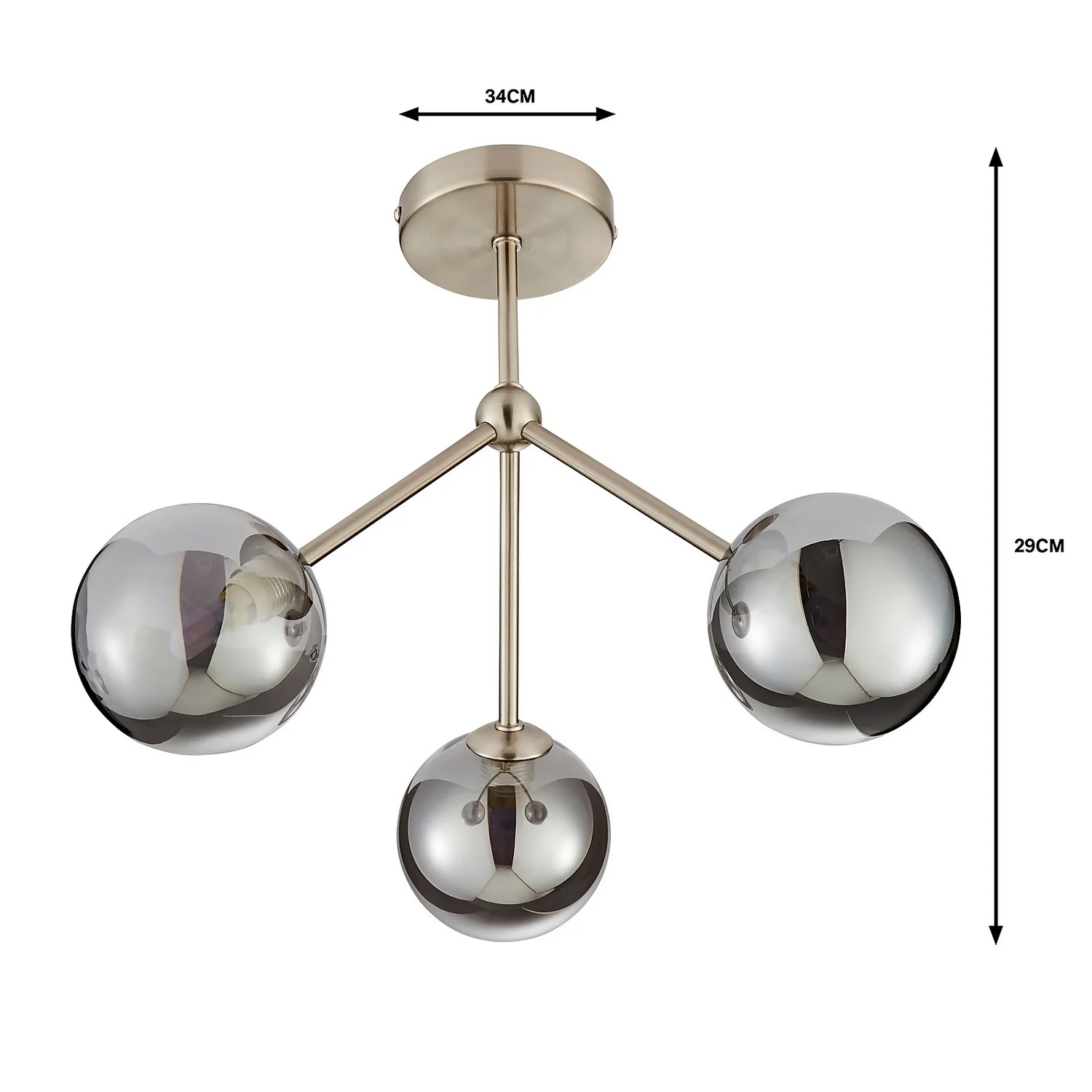 Orb 3 Light Semi Flush Pendant - Nickel Smoke Orb 3 Light Semi Flush Pendant - Nickel Smoke -Home Lighting Store 13208326 9194909895332005