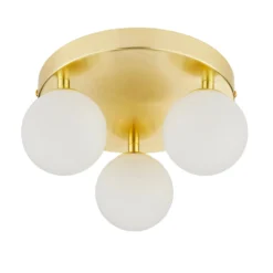 Orb 3 Light Flush Pendant - Brass & Opal -Home Lighting Store 13208330 1484896913580241