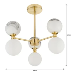 House Beautiful Delta 3 Light Marble Pendant - Brass & Opal -Home Lighting Store 13208336 5664927241764158