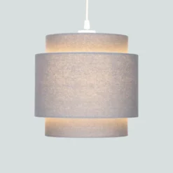 Finn Tier Drum Flint Linen Shade - 25cm -Home Lighting Store 13222475 1794901095630059