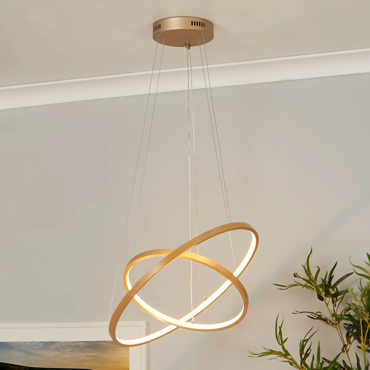 Malibu LED Double Ring Ceiling Pendant Light - Bamboo Malibu LED Double Ring Ceiling Pendant Light - Bamboo -Home Lighting Store 13445411 6255042050381215