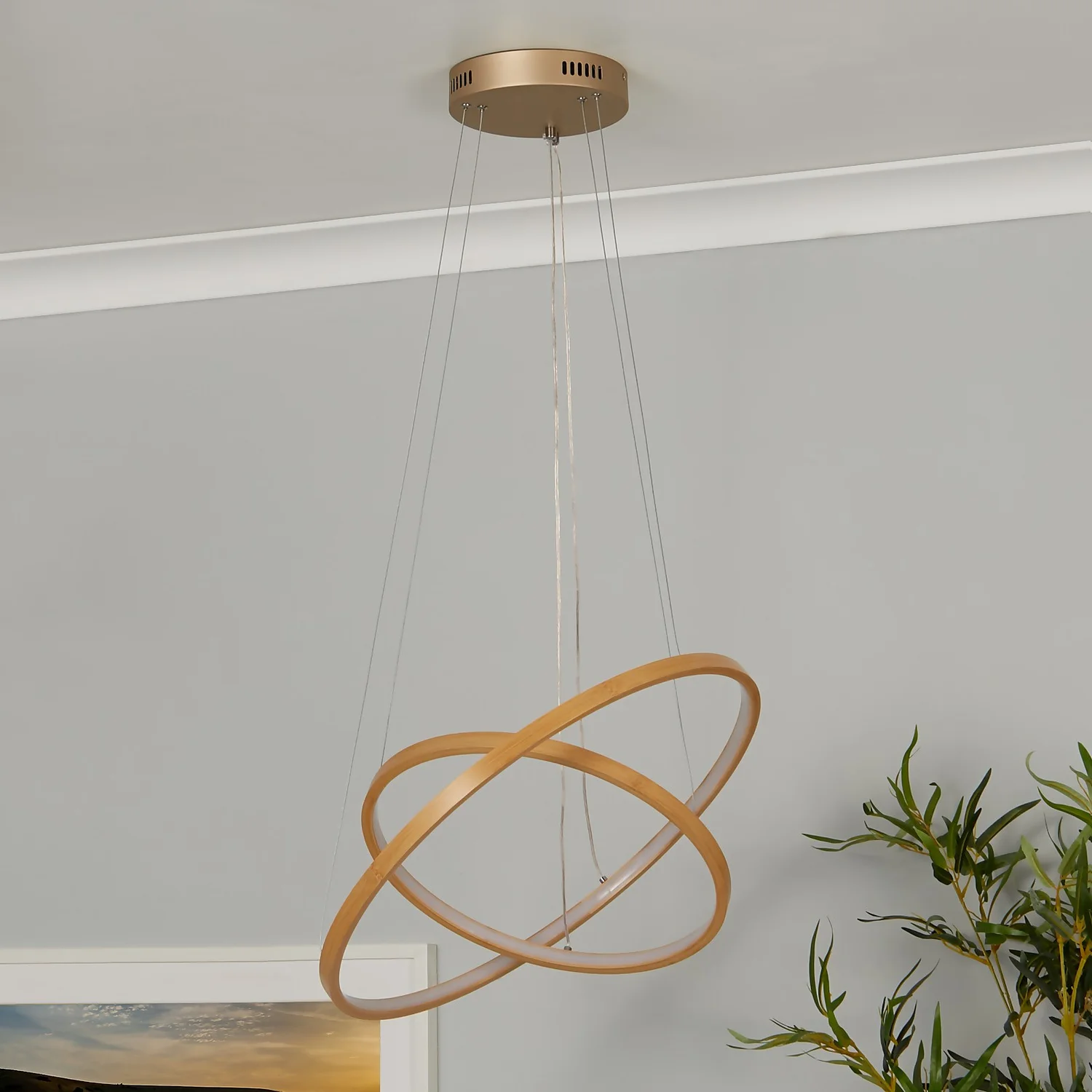 Malibu LED Double Ring Ceiling Pendant Light - Bamboo Malibu LED Double Ring Ceiling Pendant Light - Bamboo -Home Lighting Store 13445411 9095042050438938