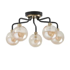 Shoreditch Five Light Semi Flush Ceiling Light - Champagne & Brass -Home Lighting Store 13453782 8974915324116600