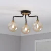 Shoreditch Three Light Semi Flush Ceiling Light - Champagne & Brass