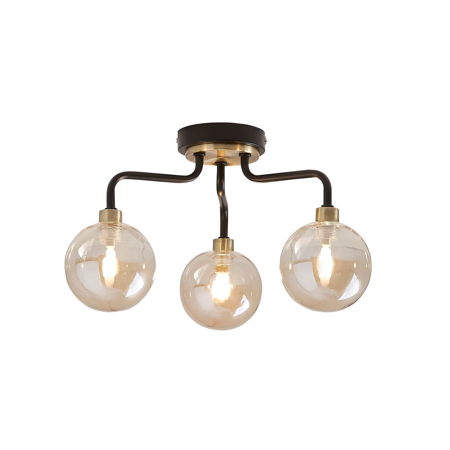 Shoreditch Three Light Semi Flush Ceiling Light - Champagne & Brass Shoreditch Three Light Semi Flush Ceiling Light - Champagne & Brass -Home Lighting Store 13453784 5314915323769017