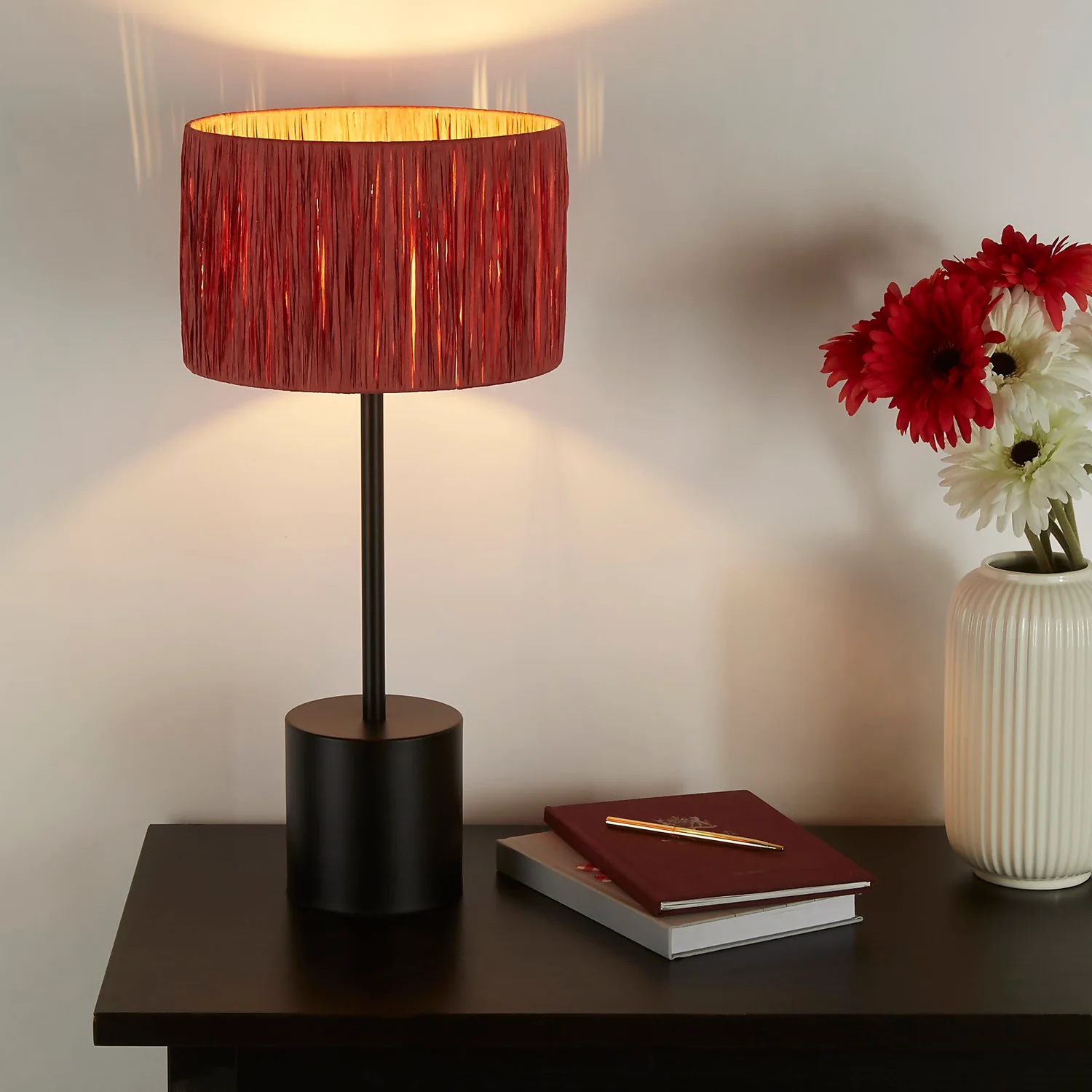 Raffia Table Lamp - Pink & Black Raffia Table Lamp - Pink & Black -Home Lighting Store 13525822 6394956834877017