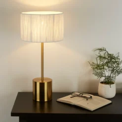 Raffia Table Lamp - White & Gold -Home Lighting Store 13525827 2824956834876897