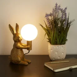 Rabbit Table Lamp - Gold & Glass -Home Lighting Store 13528281 1964956834690186
