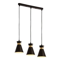 Balham 3 Light Diner Bar Light - Black & Brass -Home Lighting Store 13528465 7985042091908388