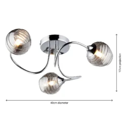 Marple 3 Light Semi Flush Ceiling Light - Chrome & Smoke -Home Lighting Store 13645383 1284956789790284