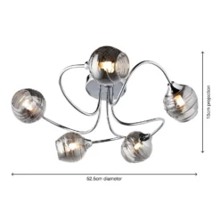 Marple 5 Light Semi Flush Ceiling Light - Chrome & Smoke -Home Lighting Store 13645384 2014956789790233