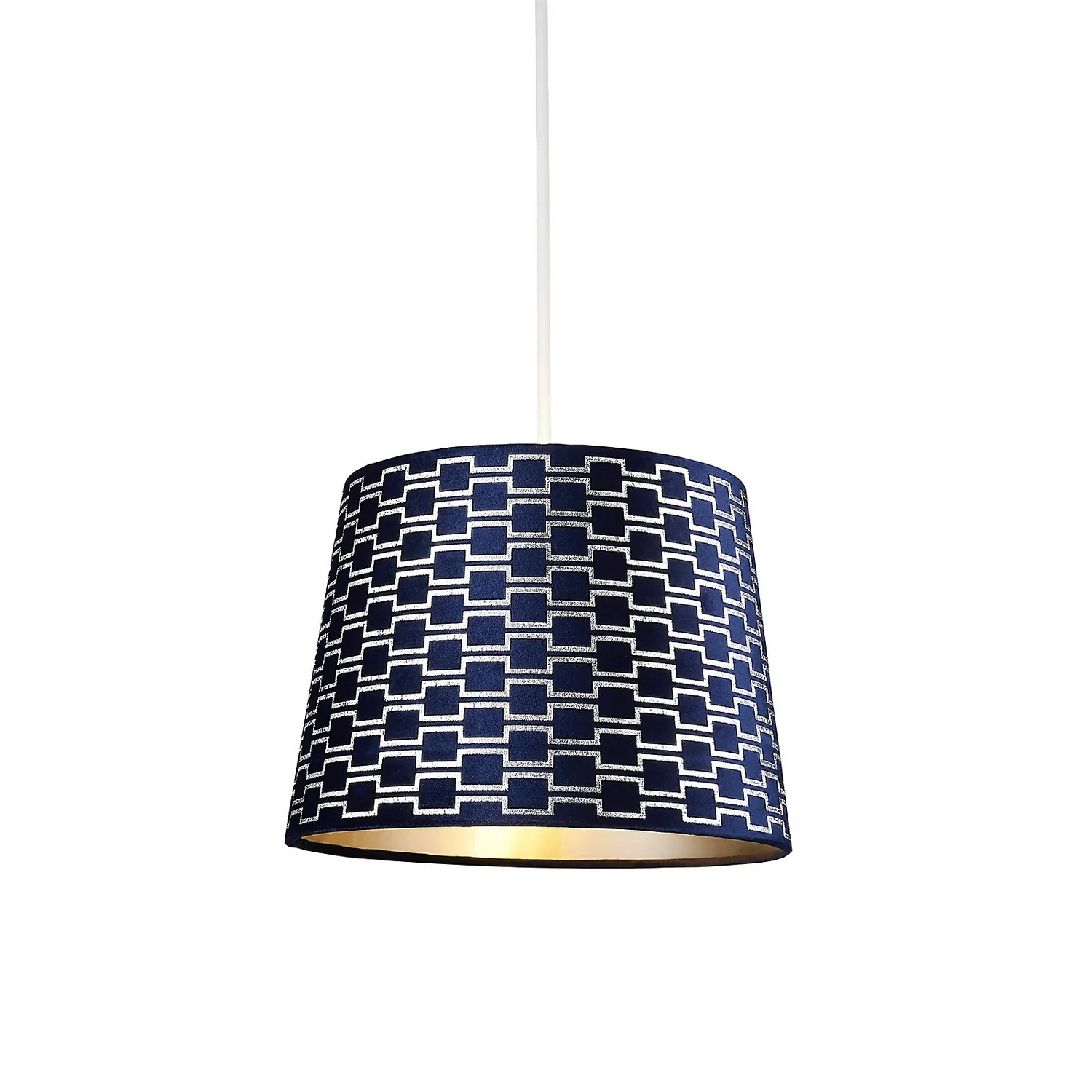 Mia Velvet 30cm Patterned Lamp Shade - Navy Mia Velvet 30cm Patterned Lamp Shade - Navy -Home Lighting Store 13751363 1134969499150940