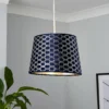 Mia Velvet 30cm Patterned Lamp Shade - Navy -Home Lighting Store 13751363 1364969499002821