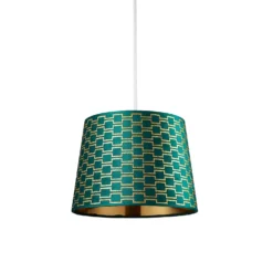 Mia Velvet 30cm Patterned Lamp Shade - Emerald -Home Lighting Store 13751364 6714969499151507