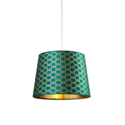 Mia Velvet 30cm Patterned Lamp Shade - Emerald -Home Lighting Store 13751364 7444969499098317