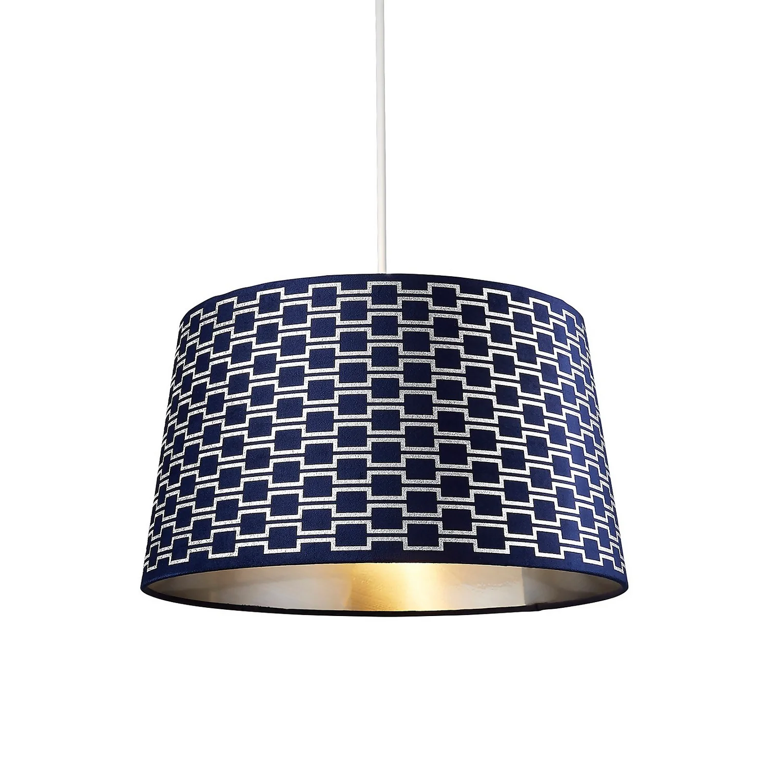 Mia Velvet 43cm Patterned Lamp Shade - Navy Mia Velvet 43cm Patterned Lamp Shade - Navy -Home Lighting Store 13751366 1844969499057196