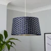 Mia Velvet 43cm Patterned Lamp Shade - Navy -Home Lighting Store 13751366 1894969498969071