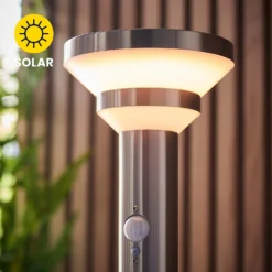 Halton 50cm Photocell & PIR Solar Outdoor Floor Light - Stainless Steel -Home Lighting Store 13794246 1344957104317343