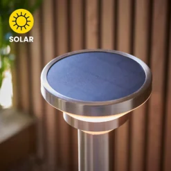 Halton 50cm Photocell & PIR Solar Outdoor Floor Light - Stainless Steel -Home Lighting Store 13794246 7444957104409611