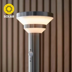 Halton 80cm Photocell & PIR Solar Outdoor Floor Light - Stainless Steel -Home Lighting Store 13794247 4794957104151224