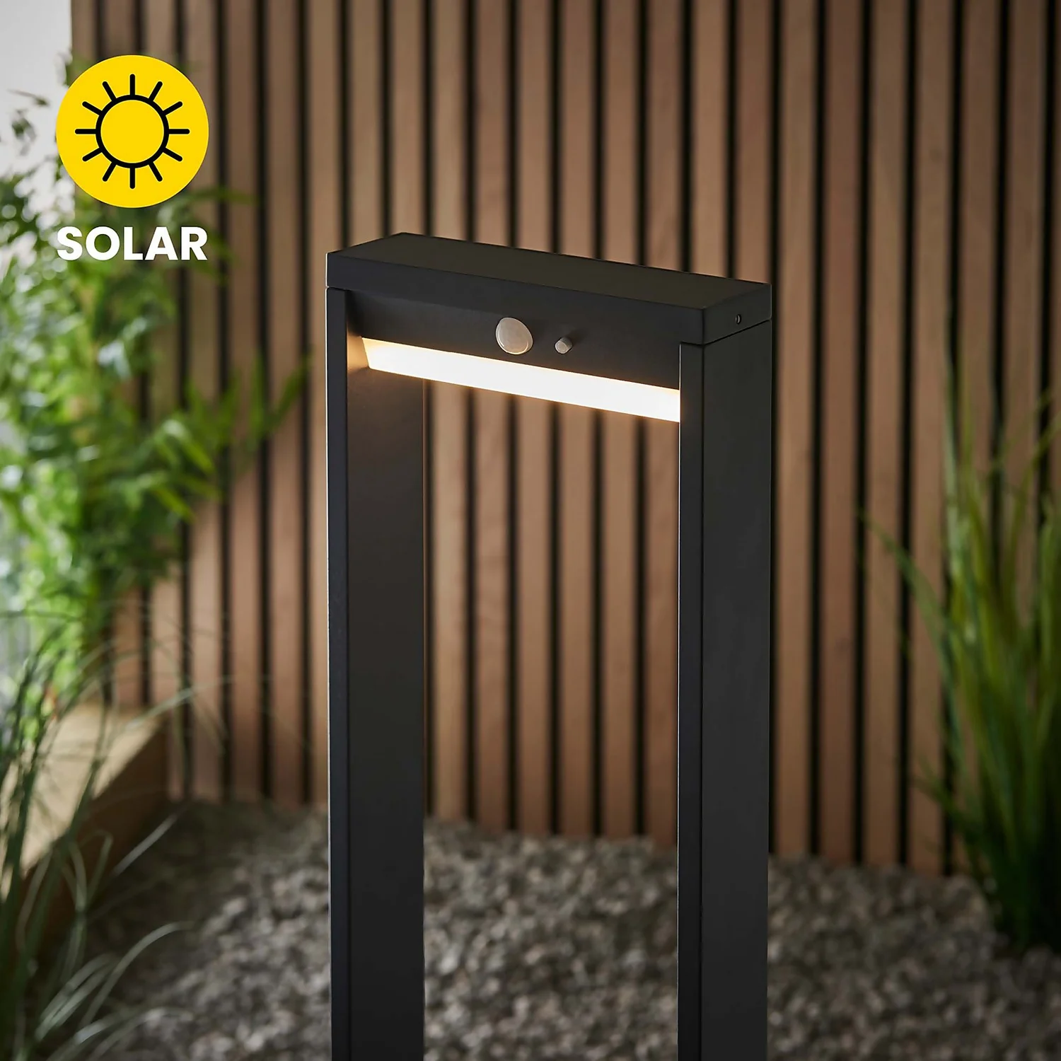 Dannah 50cm Photocell & PIR Solar Outdoor Floor Light - Black Dannah 50cm Photocell & PIR Solar Outdoor Floor Light - Black -Home Lighting Store 13794248 1014957105552293