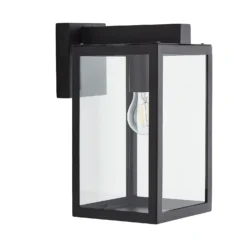 Hestia E27 Glass Panel Outdoor Box Lantern - Black -Home Lighting Store 13924362 1994980109353483